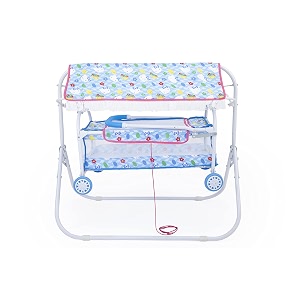 babyblessing baby cradle with swing for newborn foldable palna jhula uyyala baby swing cradle with soft mattress sturdy frame 0 to 15 months sky blue