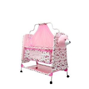 babyblessing baby cradle with swing for newborn foldable palna jhula uyyala baby swing cradle with soft mattress sturdy frame 0 to 15 months pink