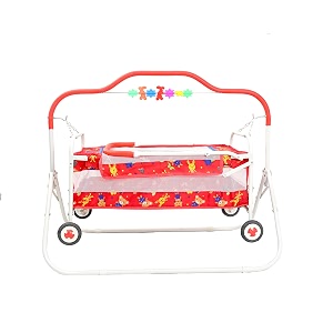 babyblessing baby cradle with swing for newborn foldable palna jhula uyyala baby swing cradle with soft mattress sturdy frame 0 to 15 months red
