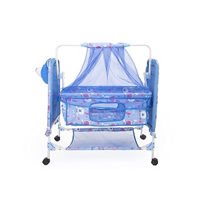 babyblessing baby cradle with swing for newborn foldable palna jhula uyyala baby swing cradle with soft mattress sturdy frame 0 to 15 months blue