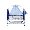 BABYBLESSING Baby Cradle with Swing for Newborn, Foldable Palna Jhula Uyyala, Baby Swing Cradle with Soft Mattress, Sturdy Frame, 0 to 15 Months, Purple
