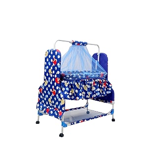 babyblessing baby cradle with swing for newborn foldable palna jhula uyyala baby swing cradle with soft mattress sturdy frame 0 to 12 months blue
