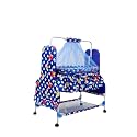 BABYBLESSING Baby Cradle with Swing for Newborn, Foldable Palna Jhula Uyyala, Baby Swing Cradle with Soft Mattress, Sturdy Frame, 0 to 12 Months, Blue