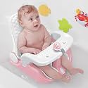 BabyBond Baby Bath Seat with Sitting & Lying 2 Modes, 3-Speed Adjustment, Powerful Suction Cups, Infant Bathtub Chair with Soft and Comfortable Towel, Folding and Hanging