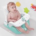 BabyBond Baby Bath Seat with Sitting & Lying 2 Modes, 3-Speed Adjustment, Powerful Suction Cups, Infant Bathtub Chair with Soft and Comfortable Towel, Folding and Hanging
