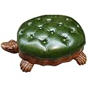 BABYCE Footstool Sofa Stool Wood Ottoman Footstool,Leather Upholstered Vintage Turtle Footrest Stool with Wheels90x60x33cm (Color : Green)
