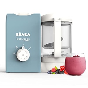 beaba babycook express multifunctional baby food processor blender steamer sterilizer and cooker baby essentials baby food fast cooking blue