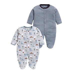 babygo baby boys 100 cotton full sleeve sleepsuitromper pack of 2  soft amp breathable front open snap button footed bodysuit  newborn baby clothing set  sleepwear