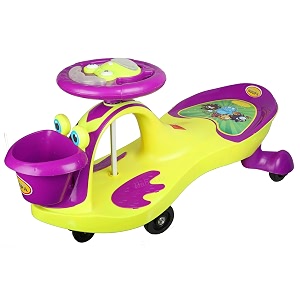 babygo baby hoopa swing magic car ride on for kids with music and light purple and neon green