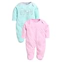 BABYGO Baby Boys &amp; Baby Girls Cotton Sleepsuit Pack of 2 | Newborn Infant Full Sleeve Romper Jumpsuit | Soft Breathable Onesies Set | Snap Button Closure Night Suit