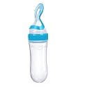 BabyGo 90ml Silicone Squeeze Feeder with Spoon | Baby Food Storage Container and Dispenser for Cereal and Puree | Travel Weaning Spoon for Infants and Toddlers