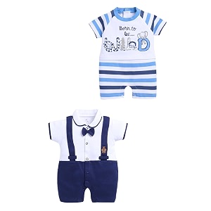 babygo baby half sleeve rompers 100 cotton rompers for new born baby boysdaily suits for baby boys amp girls 3x6mnaavy-skyonesies infant clothes  pack of 2