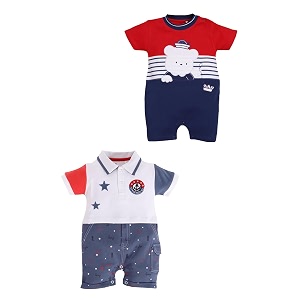 babygo baby half sleeve rompers 100 cotton rompers for new born baby boysdaily suits for baby boys amp girls 0x3mnavy-reddonesies infant clothes  pack of 2