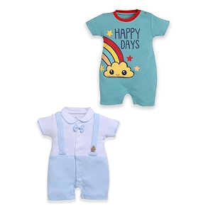 babygo baby half sleeve rompers 100 cotton rompers for new born baby boysdaily suits for baby boys amp girls 3x6msky-greenonesies infant clothes  pack of 2
