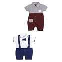 BabyGo Baby Half Sleeve Rompers 100% Cotton Rompers for New Born Baby Boys|Daily Suits for Baby Boys & Girls| 3X6M|NAVY-MAROON1|Onesies| Infant Clothes | Pack of 2