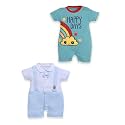 BabyGo Baby Half Sleeve Rompers 100% Cotton Rompers for New Born Baby Boys|Daily Suits for Baby Boys & Girls| 6X9M|SKY-GREEN|Onesies| Infant Clothes | Pack of 2