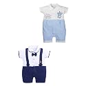 BabyGo Baby Half Sleeve Rompers 100% Cotton Rompers for New Born Baby Boys|Daily Suits for Baby Boys & Girls| 3X6M|NAVY-SKYY5|Onesies| Infant Clothes | Pack of 2