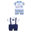 BabyGo Baby Half Sleeve Rompers 100% Cotton Rompers for New Born Baby Boys|Daily Suits for Baby Boys & Girls| 3X6M|NAAVY-SKY|Onesies| Infant Clothes | Pack of 2
