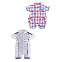 BabyGo Baby Half Sleeve Rompers 100% Cotton Rompers for New Born Baby Boys|Daily Suits for Baby Boys & Girls| 6X9M|NAVY-ROYAL|Onesies| Infant Clothes | Pack of 2