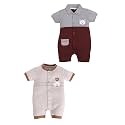 BabyGo Baby Half Sleeve Rompers 100% Cotton Rompers for New Born Baby Boys|Daily Suits for Baby Boys & Girls| 3X6M|NAVY-MAROON|Onesies| Infant Clothes | Pack of 2