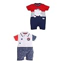 BabyGo Baby Half Sleeve Rompers 100% Cotton Rompers for New Born Baby Boys|Daily Suits for Baby Boys &amp; Girls| 0X3M|NAVY-REDD|Onesies| Infant Clothes | Pack of 2
