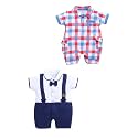 BabyGo Baby Half Sleeve Rompers 100% Cotton Rompers for New Born Baby Boys|Daily Suits for Baby Boys & Girls| 6X9M|NAVY-ROYALL|Onesies| Infant Clothes | Pack of 2