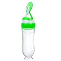 BabyGo Silicone Squeeze Bottle with Spoon Cap for Baby Food | Reusable, BPA-Free Pouch for Purees &amp; Cereal, Easy Fill Travel Feeder for On-the-Go Toddlers 4-24 Months
