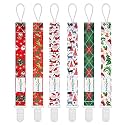 babygoal Christmas Pacifier Clips, 6 Pack Binky Paci Holder and Leash Fits for Most Pacifiers,Binkies and Xmas Gift