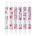 babygoal Floral Pacifier Clips, 6 Pack Binky Paci Holder Clips Leashes Fits for Most Baby Pacifiers and Binkies