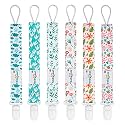 babygoal Floral Pacifier Clips, 6 Pack Binky Paci Holder Clips Leashes Fits for Most Baby Pacifiers and Binkies