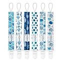 babygoal Ocean Blue Pacifier Clips, 6 Pack Binky Paci Holder Clips Leashes Fits for Most Baby Pacifiers and Binkies