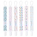 babygoal Pacifier Clips, 6 Pack Binky Paci Holder Leashes Fits for Most Baby Pacifiers and Binkies