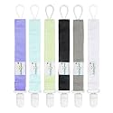 babygoal Solid Color Pacifier Clips, 6 Pack Binky Paci Holder Clips Leashes Fits for Most Baby Pacifiers and Binkies