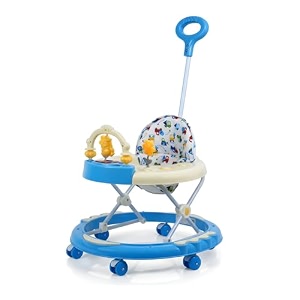 winnie musical baby walker with adjustable height with light and parental handle blue