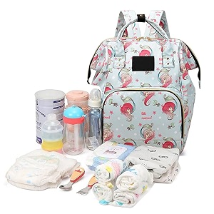 babymoon mother diaper bag lightweight multifunctional travel unisex diaper backpack  blue mermaid
