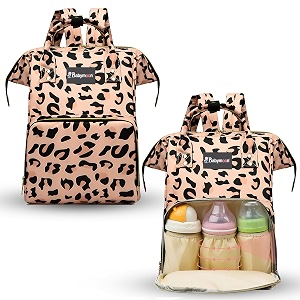 babymoon mother diaper bag lightweight multifunctional travel unisex diaper backpack  floral peach