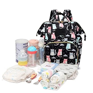 babymoon mother diaper bag lightweight multifunctional travel unisex diaper backpack  black cat