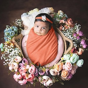 babymoon new born baby wraps with hairband photography photoshoot props costume swaddle  orange