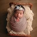 BabyMoon Rayon Newborn Baby Wraps with Hairband Photography Photoshoot Props Costume Swaddle (190x60cm, Brown)