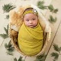 BabyMoon Rayon Newborn Baby Wraps with Hairband Photography Photoshoot Props Costume Swaddle (190x60cm, Yellow)
