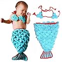 BabyMoon (Set of 2 Crochet Mermaid New Born Baby Photography Shoot Props Costume (6-18 Months, Blue)