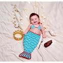 BabyMoon (Set of 2 Crochet Mermaid New Born Baby Photography Shoot Props Costume (6-18 Months, Blue)