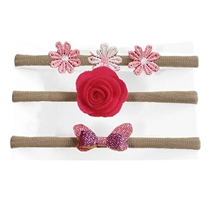 babymoon set of 3 baby headbands fusion girls acrylic hairbands for newbornstoddlers and children - pink