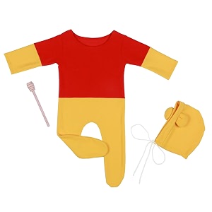 babymoon set of 3 strechable bodysuit cap and honey stick  baby photoshoot props costume  yellow