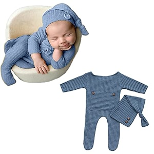 babymoon stretchable bodysuit and cap baby photoshoot props costume 0-1 month caramel