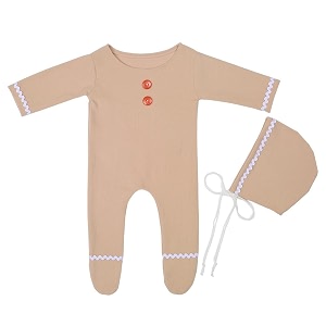 babymoon stretchable bodysuit and cap baby photoshoot props costume 0-1 month caramel