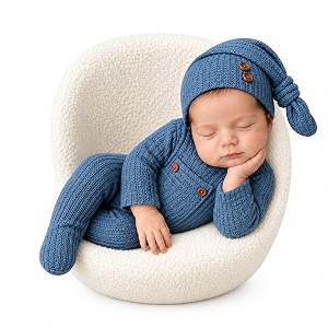 babymoon stretchable bodysuit and cap baby photoshoot props costume 0-1 month caramel