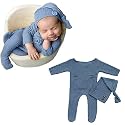 BabyMoon Stretchable Bodysuit and Cap Baby Photoshoot Props Costume 0-1 Month Caramel