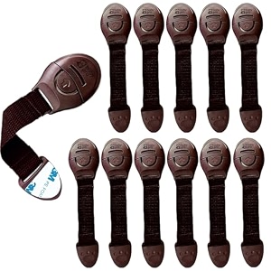 babypro safety latches with adhesive mount pack of 12 brown