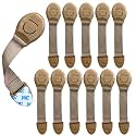 BabyPro Safety Latches with Adhesive Mount, Pack of 12, Beige